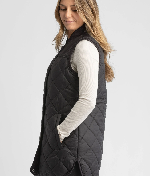 Women's Diamond Quilt Puffer Vest Black