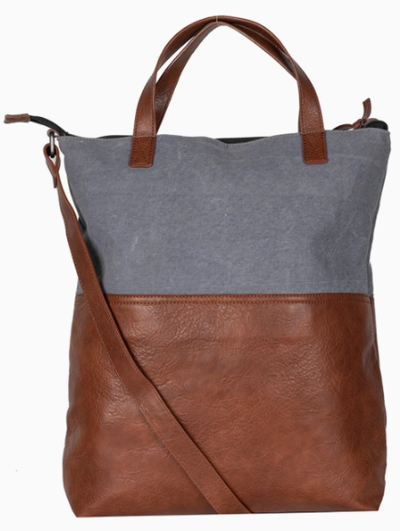 Gray Jamie Up-Cycled Canvas Bag