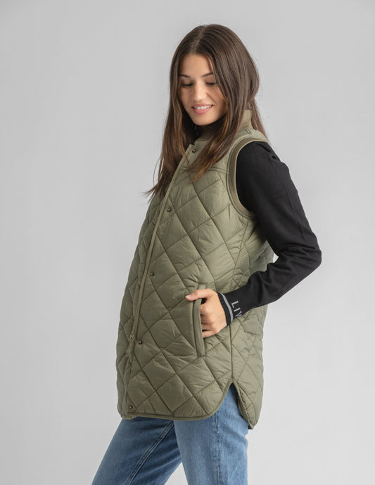 Women's Diamond Quilt Puffer Vest Burnt Olive