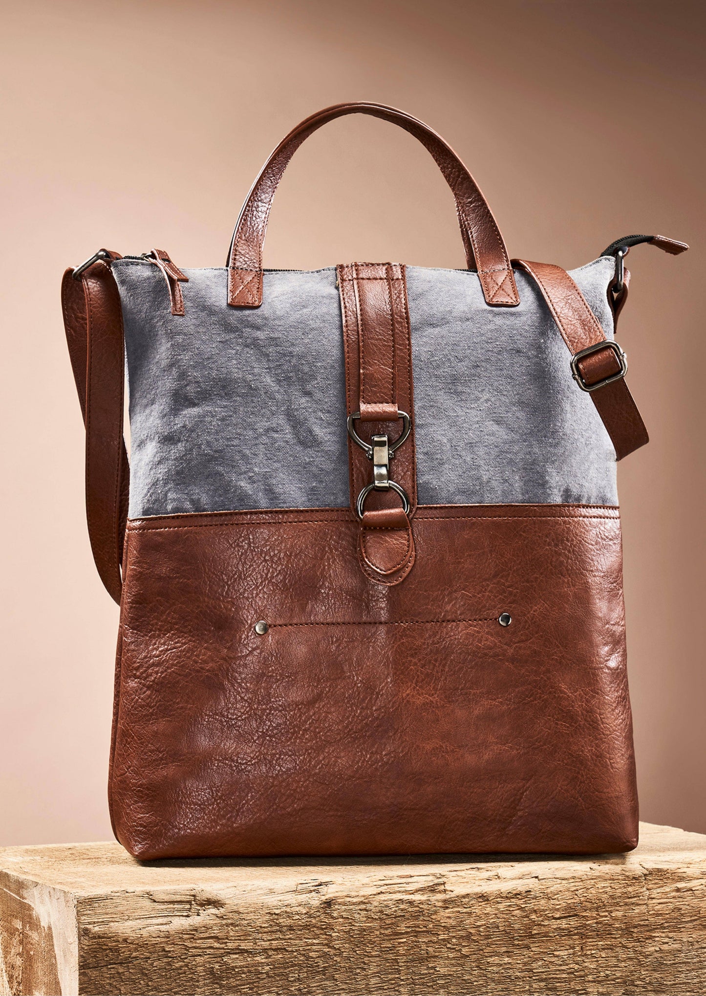 Gray Jamie Up-Cycled Canvas Bag